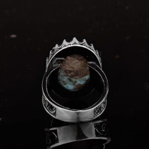 Gerçek Doğal Arizona Turkuaz Taş Yüzük, El Yapımı Yüzük, 925 Ayar Gümüş Yüzük Erkekler İçin, Büyük Yüzük - Görsel 8