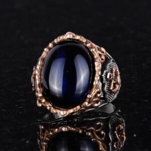 Denizci Çapa Koyu Mavi Kedi Gözü Yapay Taş Yüzük, 925 Ayar Gümüş Yapay Taş Yüzükler - Çeşitli & Farklı Koleksiyon - Görsel 6