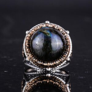 Gerçek Doğal Taş El Yapımı Yüzük - 925 Ayar Gümüş Yüzük (Labradorit) - Görsel 4
