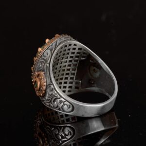 Gerçek Doğal Prehnit Taşı Yüzük, El Yapımı 925 Ayar Gümüş Erkek Yüzük Yeşil Aksanlarla - Görsel 7