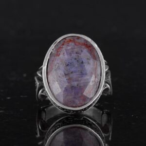 Doğal Mor Safir Taşlı Erkek Yüzük, El Yapımı 925 Ayar Gümüş Takı - Bilgelik, Koruma ve Ruhsallığın Sembolü - Görsel 3