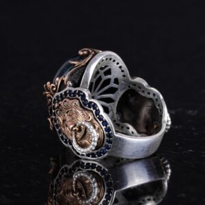 Doğal Yosunlu Akik Taş Yüzük, Aslan Başı Erkek Yüzüğü, 925K Saf Gümüş Erkek Yüzüğü - El Yapımı Şıklık - Görsel 7