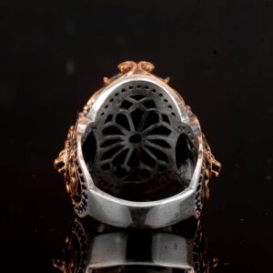 Gerçek Doğal Safir Taşlı Yüzük, Aslan Yüzüğü, 925 Ayar Gümüş Erkek Yüzüğü - Görsel 7