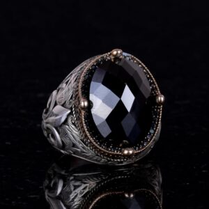 925 Ayar Gümüş Yüzükler Premium Oluşturulmuş Taşlarla (Oluşturulmuş Oniks) - Görsel 3