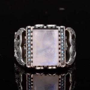 Gerçek Doğal Aytaşı Yüzük, Erkek Yüzüğü, 925 Ayar Gümüş Yüzük - Görsel 7