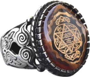 925 Ayar Katı Gümüş Yüzük, Süleyman Yüzüğü, Erkekler için Dini Takı, Baykuş Yüzüğü - Görsel 1