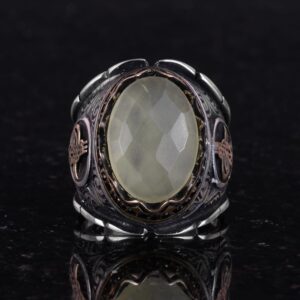 925 Ayar Katı Gümüş Erkek Yüzük, Limon Topaz Taşlı Yüzük - El Yapımı Şıklık - Görsel 3