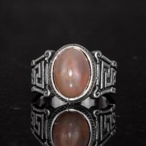 El Yapımı 925 Ayar Gümüş Erkek Yüzük ile Doğal Etiyopya Opal Taşı - Labirent Tasarımı (Stil-1) - Görsel 4