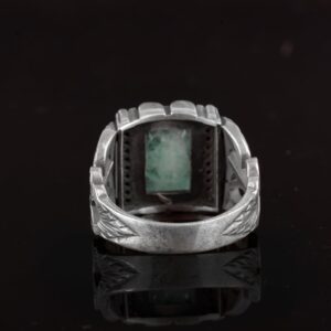 925 Ayar Gümüş Yüzük, Oluşturulmuş Paraiba Taşlı Gümüş Yüzük - Görsel 8