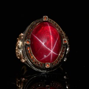 Gerçek Doğal Star Ruby Taşlı Yüzük, Sultan Yüzüğü, El Yapımı Kral Yüzüğü, 925 Ayar Gümüş Yüzük Erkekler İçin - Görsel 2