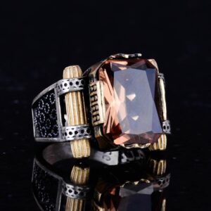 Şık 925 Ayar Gümüş El Yapımı Erkek Takısı - Sultanite Yapay Taş Yüzük - Görsel 5