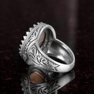 Doğal Taş Yüzük, 925 Ayar Sterlin Gümüş Yüzük Erkekler İçin, Farklı Yüzük - Görsel 3