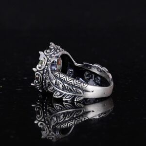 Gerçek Doğal Arizona Turkuaz Taş Yüzük, 925 Ayar Gümüş Yüzük, Minimalist El Yapımı Yüzük (Stil-10) - Görsel 7