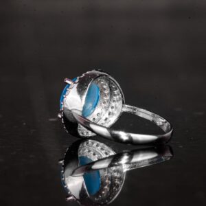 Kedi Gözlü Gümüş Yüzük - Kadınlar için Sterlin Gümüş Yüzük (Mavi Kedi Gözlü) - Görsel 7