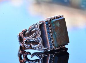 Gerçek Doğal Arizona Turkuaz Taş Yüzük - Gümüş Özelleştirilmiş Erkek Yüzüğü - Görsel 4