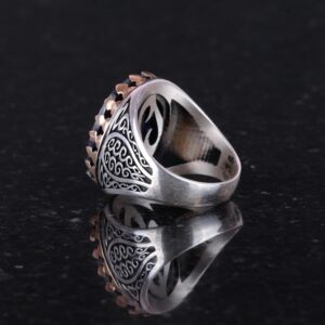 925 Ayar Katı Gümüş Erkek Yüzük Doğal Maden Taşları ile - El Yapımı Şıklık (Mavi Safir Taşı) - Görsel 5