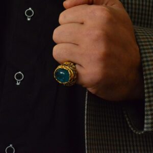 Paraiba Yapay Taşlı Gümüş Yüzük, Rodaj Kaplama Gümüş Yüzük, 925 Ayar Gümüş Yüzük, Stacking Yüzük, Yeşil - Görsel 7