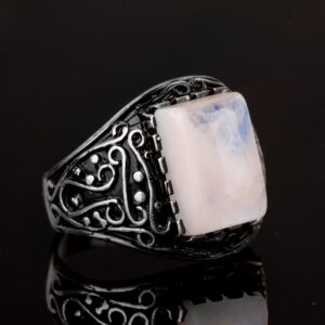 925 Ayar Gümüş Yüzük, Gerçek Doğal Aytaşı Taşlı Yüzük Erkekler İçin - Görsel 4