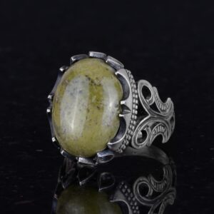 925 Ayar Katı Gümüş Erkek Yüzük, Doğal Taş Seçeneği - El Yapımı Tasarım (Unakite) - Görsel 5