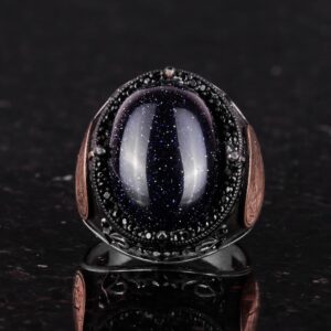 David Yıldızı Yüzük, Yapay Taş Yüzük, 925 Ayar Gümüş Süleyman Yüzüğü (Mavi Güneş Taşı Yapay Taş) - Görsel 4