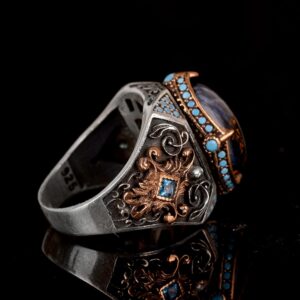 Gerçek Doğal Pietersite Taşlı Yüzük, El Yapımı Yüzük, 925 Ayar Gümüş Yüzük Erkekler İçin - Görsel 4