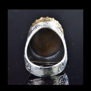 925 Ayar Gümüş Erkek Yüzük Siyah Oniks Taşı ve Süleyman Mührü Tasarımı - Görsel 8