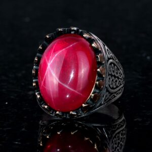 925 Ayar Katı Gümüş Erkek Yüzük Doğal Yıldız Yakut Taşı ile | El Yapımı Zarafet - Görsel 5