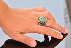 Gerçek Kan Taşı Doğal Taş Yüzük, 9.30 Karat, Gümüş Erkek Yüzüğü, Yığma Yüzük Taşı - Görsel 6