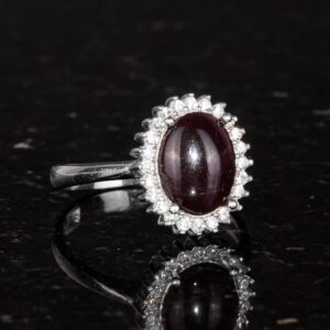 Gerçek Doğal Taşlı Gümüş Kadın Yüzük - Şık Tasarım (Yıldız Garnet) - Görsel 6