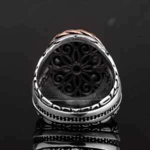 Gerçek Doğal Amazonit Taş Yüzük - 925 Ayar Gümüş Erkek Yüzük - Özgün Takı - Görsel 8