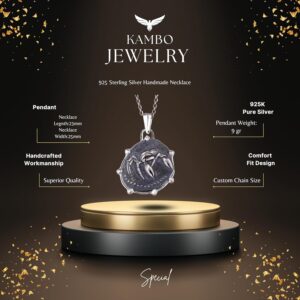 925 Ayar Gümüş Tasarım Kolye Ucu - Burç Kolyeleri - El Yapımı Kolye (Yengeç Burcu) - Görsel 2