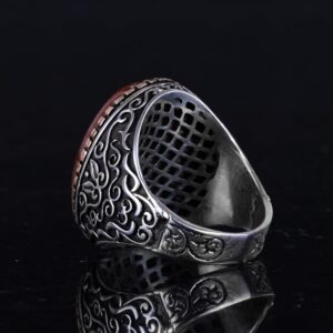 Yapay Taş Yüzük, 925 Ayar Gümüş Erkek Yüzüğü, Büyük Yüzük (Kahverengi Güneş Taşı Yapay Taş) - Görsel 7