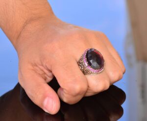 El Yapımı Doğal Garnet Taşlı Yüzük, Sterlin Gümüş Erkek Yüzüğü - Tutku ve Koruma Sembolü - Görsel 6