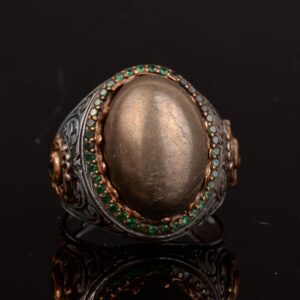 Gerçek Doğal Pirit Taşlı Yüzük, Sultan Yüzüğü, 925 Ayar Gümüş Erkek Yüzüğü - Görsel 5