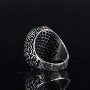 Gerçek Doğal Yeşim Taşı Yüzük, Şifa Veren 925 Ayar Katı Gümüş Erkek Yüzük, Sultan Yüzük, Huzur ve İçgörü Tasarımı - Görsel 7
