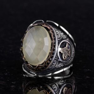 925 Ayar Katı Gümüş Erkek Yüzük, Limon Topaz Taşlı Yüzük - El Yapımı Şıklık - Görsel 5