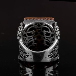 Gerçek Doğal Kan Taşı Yüzük, 925 Ayar Gümüş Yüzük, Erkek Yüzüğü - Görsel 5