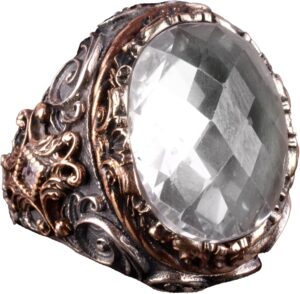 Sultan Yüzük, Yapay Taş Erkek Yüzüğü, 925 Ayar Gümüş Yüzük Erkekler İçin - Görsel 1