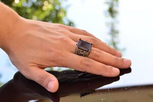 Gerçek Doğal Safir Taş Yüzük, El Yapımı Doğal Taş Takı, 925 Ayar Gümüş Yüzük erkekler için - Görsel 6