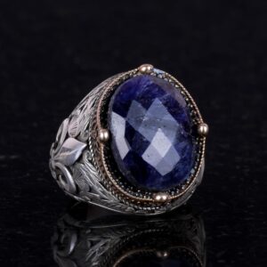 925 Ayar Gümüş Yüzükler Premium Yapay Taşlarla (Sapphire Yapay Taş Yüzüğü) - Görsel 4