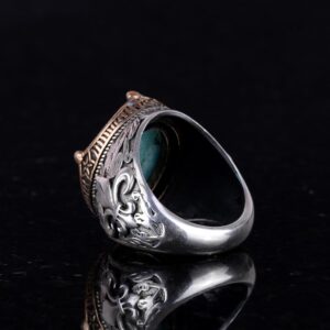 925 Ayar Gümüş El Yapımı Erkek Yüzük - Çeşitli Doğal Taşlarla Mevcuttur (Amazonit) - Görsel 5