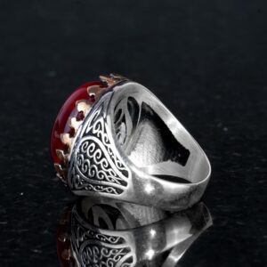 925 Ayar Katı Gümüş Erkek Yüzük Doğal Yıldız Yakut Taşı ile | El Yapımı Zarafet - Görsel 6