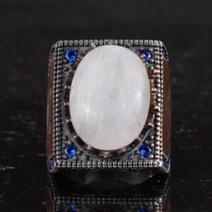 Gerçek Doğal Taş Yüzük - 925 Ayar Gümüş İslami Yüzük - El Yapımı Hat Yüzüğü - Görsel 4