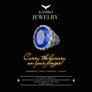 Erkekler için Lüks 925 Ayar Gümüş Yapay Taş Yüzükler - Farklı ve Çeşitli Koleksiyon (Lacivert Paraiba Yapay Taşı) - Görsel 7