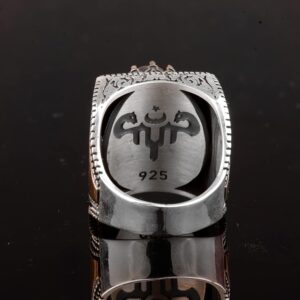 925 Ayar Gümüş Erkek Yüzük, İslami Erkek Yüzük, Müslüman Yüzük, Doğal Akik Taşlı - Görsel 8