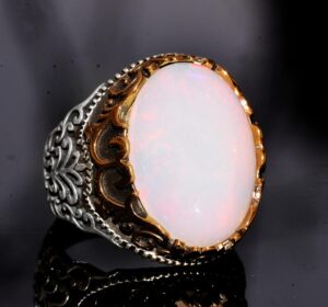 Avustralya Opali Gerçek Doğal Taş Yüzük - 10.00 Karat - Erkek Yüzüğü - 925 Ayar Gümüş Yüzük - Görsel 3