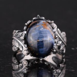 El Yapımı 925 Ayar Gümüş Yüzük ile Gerçek Doğal Taş - Pietersite - Görsel 4