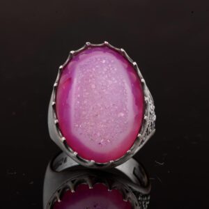 Drusy Kuvars ile Gümüş Erkek Yüzük - Parlak Taş Koleksiyonu - Görsel 4