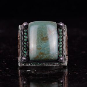 Sterling Gümüş Erkek Yüzük - Doğal Jade Taşlı - İslami Tasarım - El Yapımı Vintage Yüzük - Görsel 6