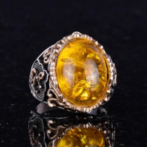 Bal Amber Yapay Taşlı Yüzük, 925 Ayar Gümüş Yüzük, Denizci Ahtapot Gümüş Yüzük - Çeşitli & Farklı Koleksiyon - Görsel 4